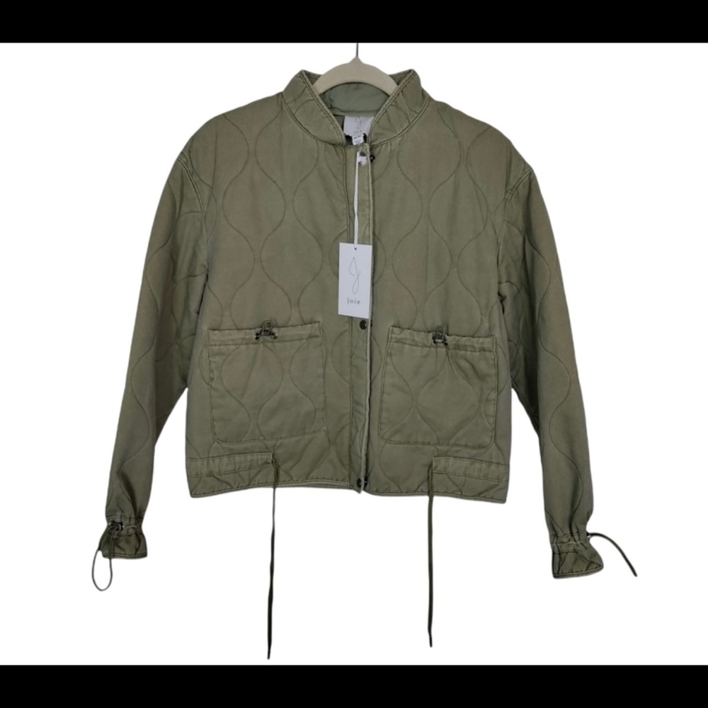 Joie Faded Green Quilted Jacket Size Medium Utility Jacket Quality Desig…